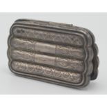 A Victorian engraved four section silver cheroot holder, Birmingham,