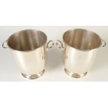 A pair of Italian Sambonet Contour twin handle ice buckets, 25cm.