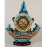 A Japonaiserie Aesthetic Movement majolica clock by Richard & Cie.