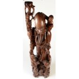 A large Chinese carved hardwood figure of Shoulou, 19th century,