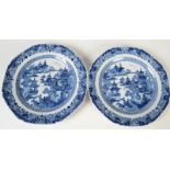 A pair of Chinese 18th century, export porcelain blue and white,