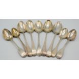 Five various Old English pattern silver tablespoons,