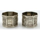 A pair of good Victorian cast and chased silver napkin rings by George Maudsley Jackson,