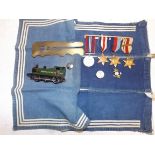 WWII medals:- War medal, 1939-45 star, France and Germany Star and Africa Star,