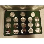 A set of sterling silver proof medallions relating to the 1972 Olympics.