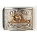 A Victorian Royal Artillery silver buckle, hall marked to reverse London 1896, maker "J.V.