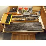 Miscellaneous 00 gauge track, buildings etc and a large wood fitted box.