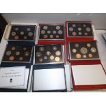 British proof coin sets:- 1988-1993 (6), three in red cases.