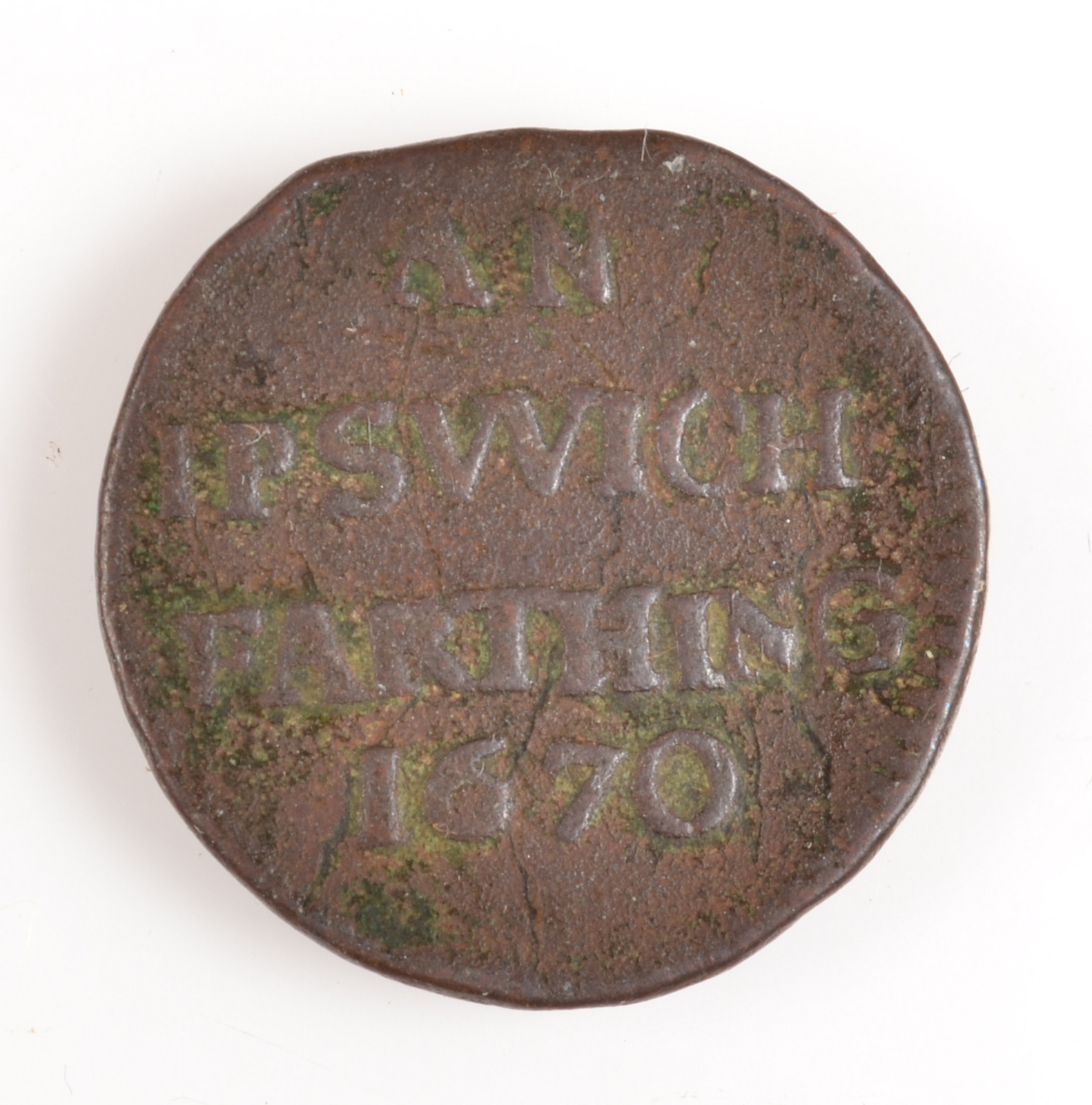 17th century token:- "An Ipswich Farthing 1670. - Image 2 of 2