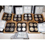 Canada:- Seven all different 1976 Olympic coin sets of four, each box contains two $10 and two $5,