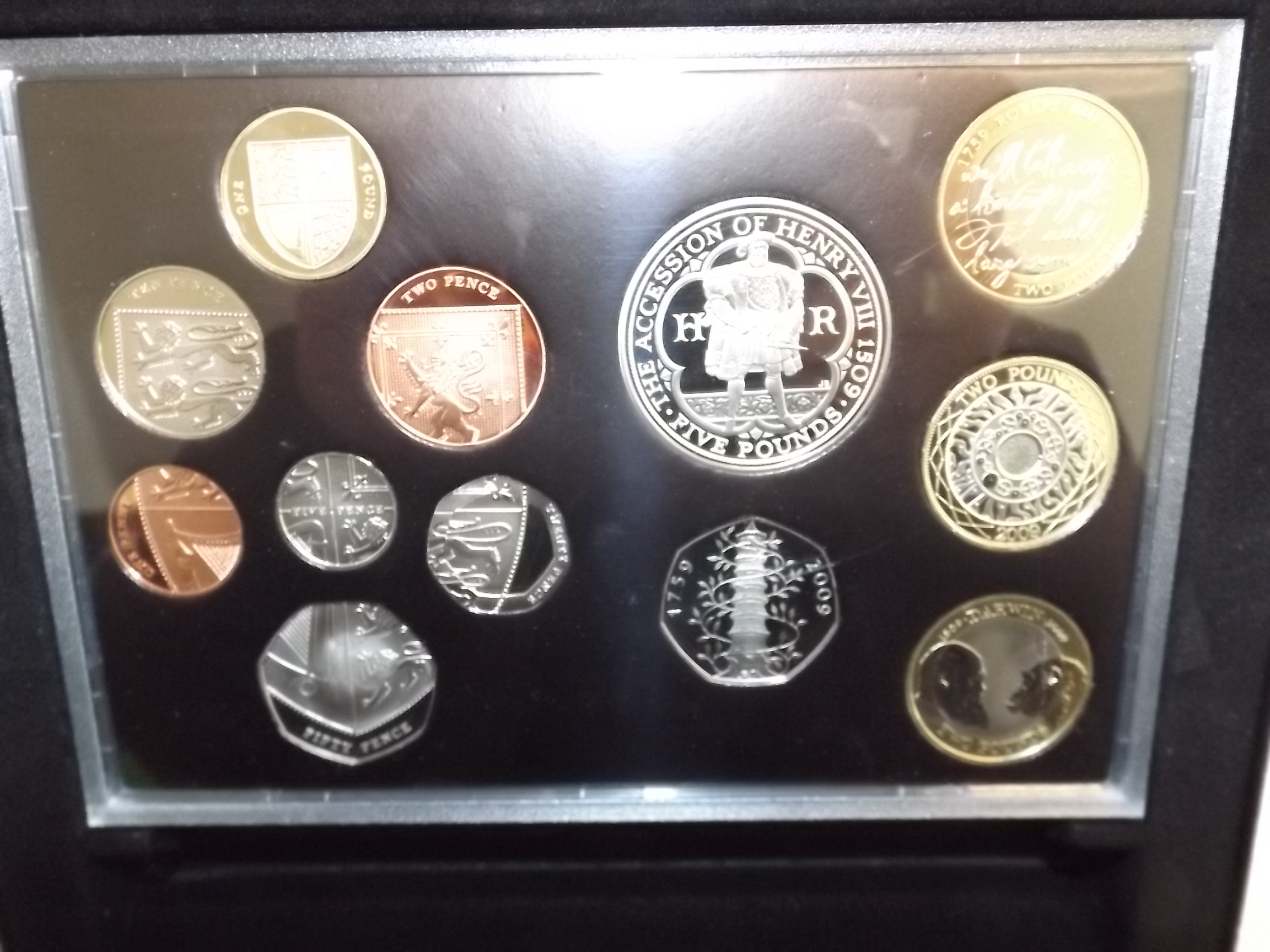 British proof coin set, 2009 including the Kew Gardens 50p.