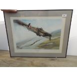 Aviation Print:- "Battle of Britain VC" by Robert Taylor and signed by Eric Knightley.