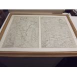 EASTERN COUNTIES RLY. 2 engr maps mounted & framed as 1, by Edward Weller c1870 vg.