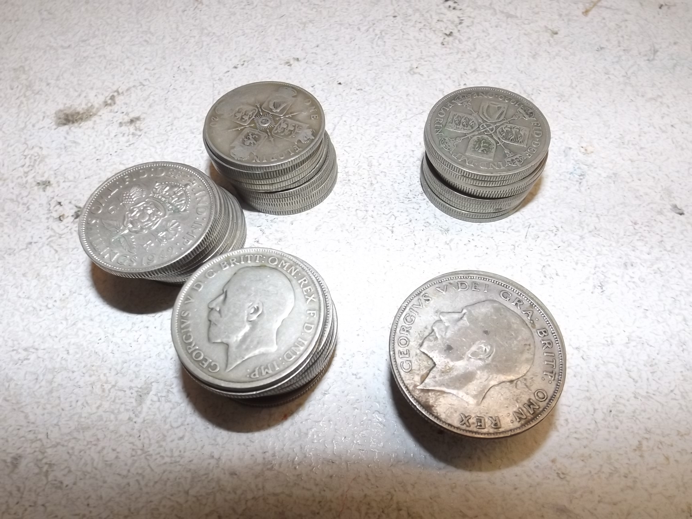 £5 face value British pre 1947 silver coins.