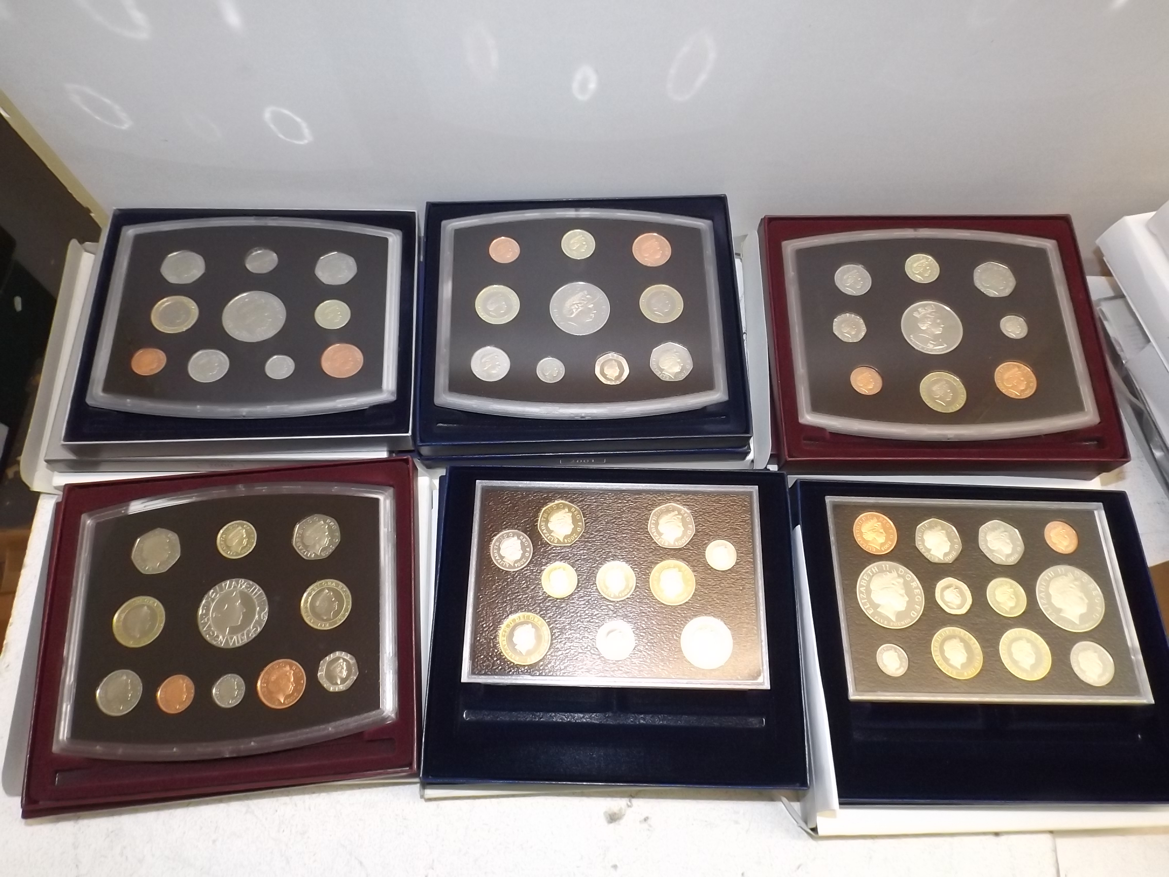 British proof coin sets:- 2000-2005 (6)