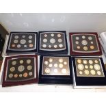 British proof coin sets:- 2000-2005 (6)