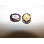 Enamel badges Emergency Relief Organisation and USAAF (sterling).