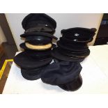 A collection of railway caps.