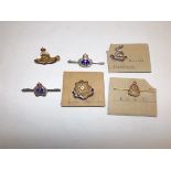 Six sweetheart brooches including two silver (Royal Navy and Norfolk Reg).