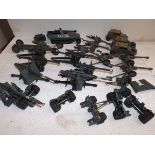 A collection of die-cast military by Britains, Solido and Dinky, some repainted.