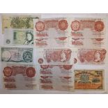 Banknotes:- 11 x 10/- 2x £1 together with Bank of Scotland 2x £1 including 5th July 1951.