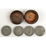 Admiral Lord Nelson:- Four silver coloured metal medallions,
