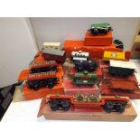 Hornby '0' gauge:- A collection of boxed wagons and carriages including "Castrol" tanker and