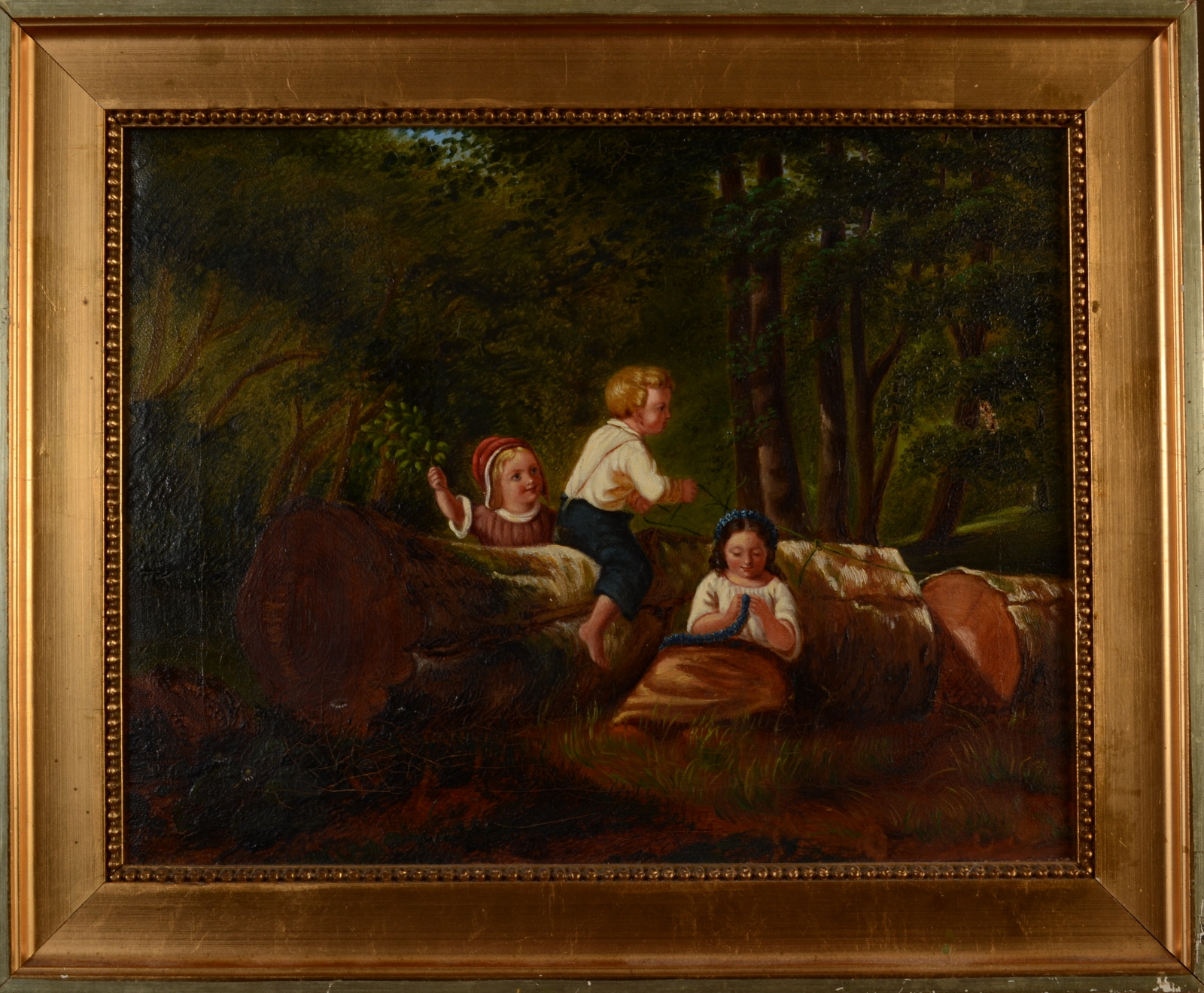 CHRISTINE HAFFLER Children in The Woods Oil on canvas Inscribed on the reverse 24 x 30cm plus one - Image 2 of 6