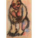 FRANS MARTIN CLAERHOUT Crouching figure Mixed media Signed 41.