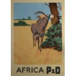 H DAWSON Africa P&O Original poster artwork Signed Dated on the reverse 1937 104 x 74cm