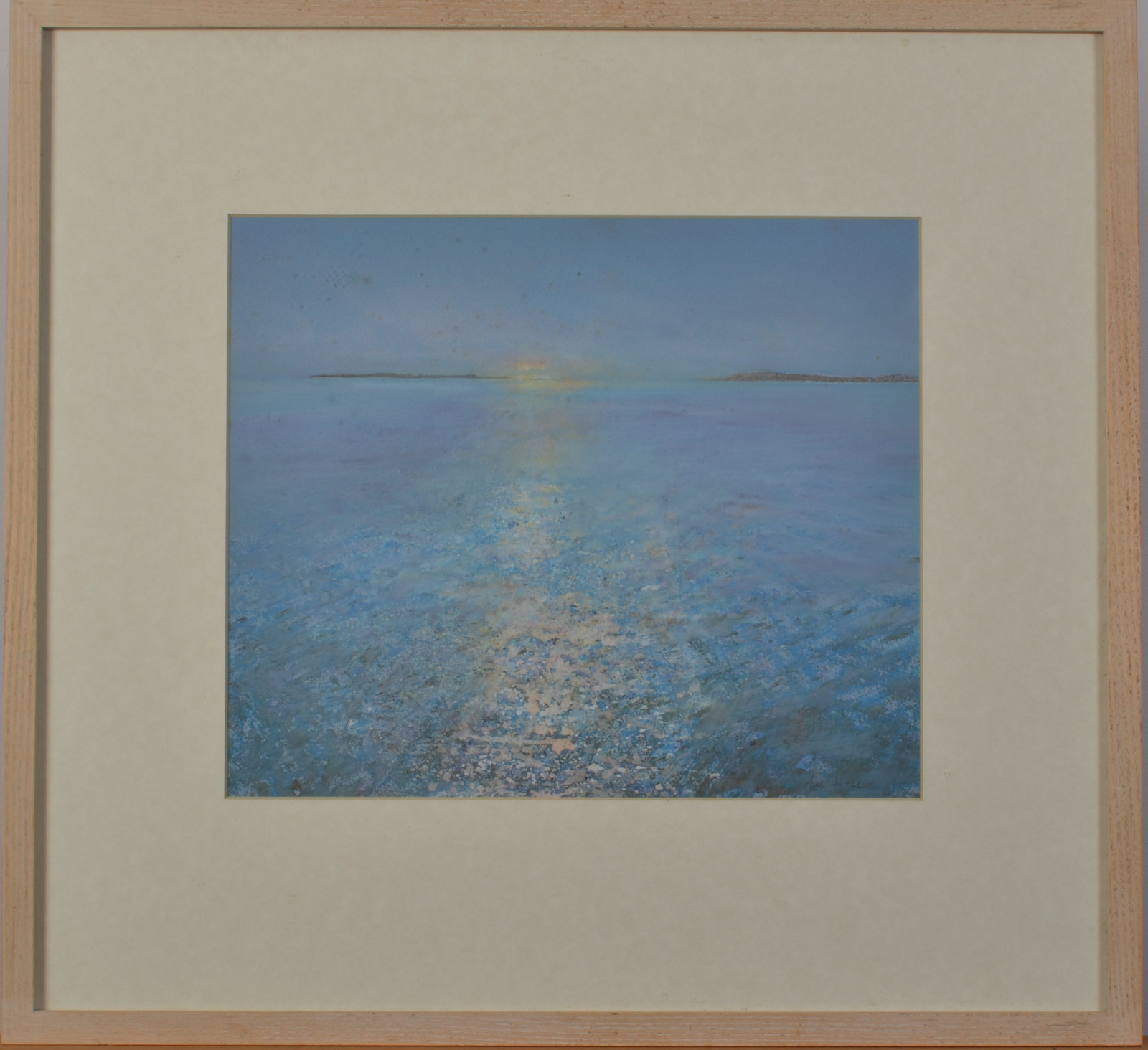 MIKE HINDLE Pale Blue Sea Mixed media Signed Titled and dated on the back 2000 27 x 32cm - Image 2 of 2