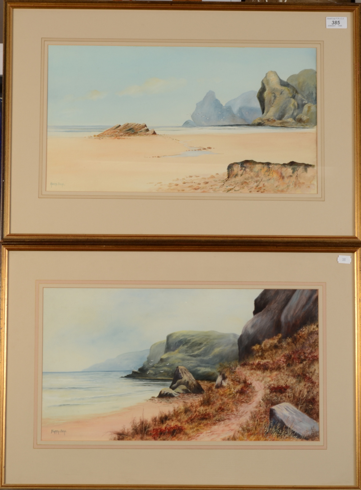 HARRY BEAL Beach scenes A pair of watercolours Each signed Together with a canal watercolour by