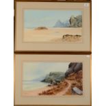 HARRY BEAL Beach scenes A pair of watercolours Each signed Together with a canal watercolour by