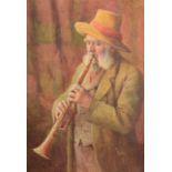 ARTHUR RALPH TODD Man playing clarinet Watercolour Initialled Signed to the back 29.5 x 20.