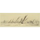 WILLIAM LIONEL WYLLIE A yacht race off Cowes? Etching Signed 15 x 40cm