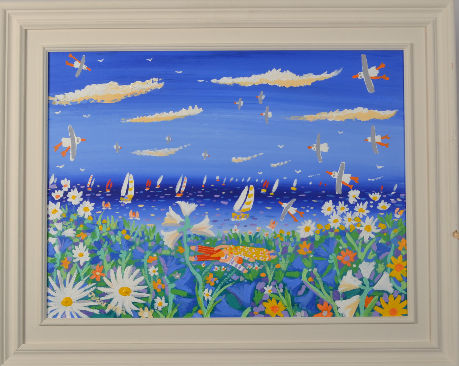 JOHN DYER Daydreaming on the Headland Acrylic on canvas Signed Titled on the back 44 x 60cm - Image 2 of 2