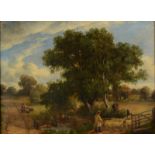 JOHN JOSEPH HUGHES Herding the sheep Oil on canvas Signed 44 x 59cm