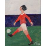SIMEON STAFFORD George Best Oil on board Signed Titled and dated on the back 2009 26 x 20cm