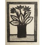 BRIAN ILLSLEY Vase of Flowers Linocut Signed #4/25 36 x 27cm