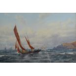 ALFRED FLOWERS A gaff rigged schooner Watercolour Signed 27 x 41cm