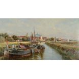 CHARLES DE LACY Alost in Old Flanders Oil on board Signed 38 x 70cm
