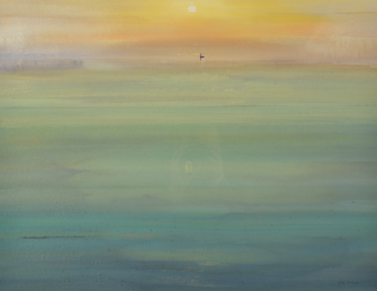 MIKE HINDLE Sunrise Watercolour Signed Titled and dated on the back '01 55 x 70cm