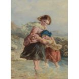 WALTER GOODALL Girls Paddling Watercolour Signed and dated 1869 34 x 24cm
