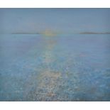 MIKE HINDLE Pale Blue Sea Mixed media Signed Titled and dated on the back 2000 27 x 32cm