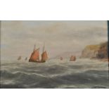 JOHN WEST Fishing luggers Oil on board Signed 19 x 30cm