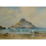 WILLIAM HENRY SWEET St Michaels Mount Watercolour Signed 25 x 34.