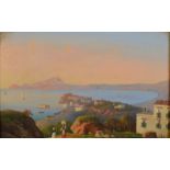 Neapolitan School Bay of Naples Oil on paper 13 x 20cm