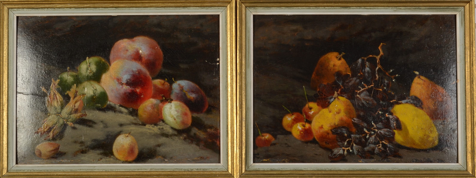 A pair of still life paintings Oil on board Each monogrammed T C? Each 21 x 28.