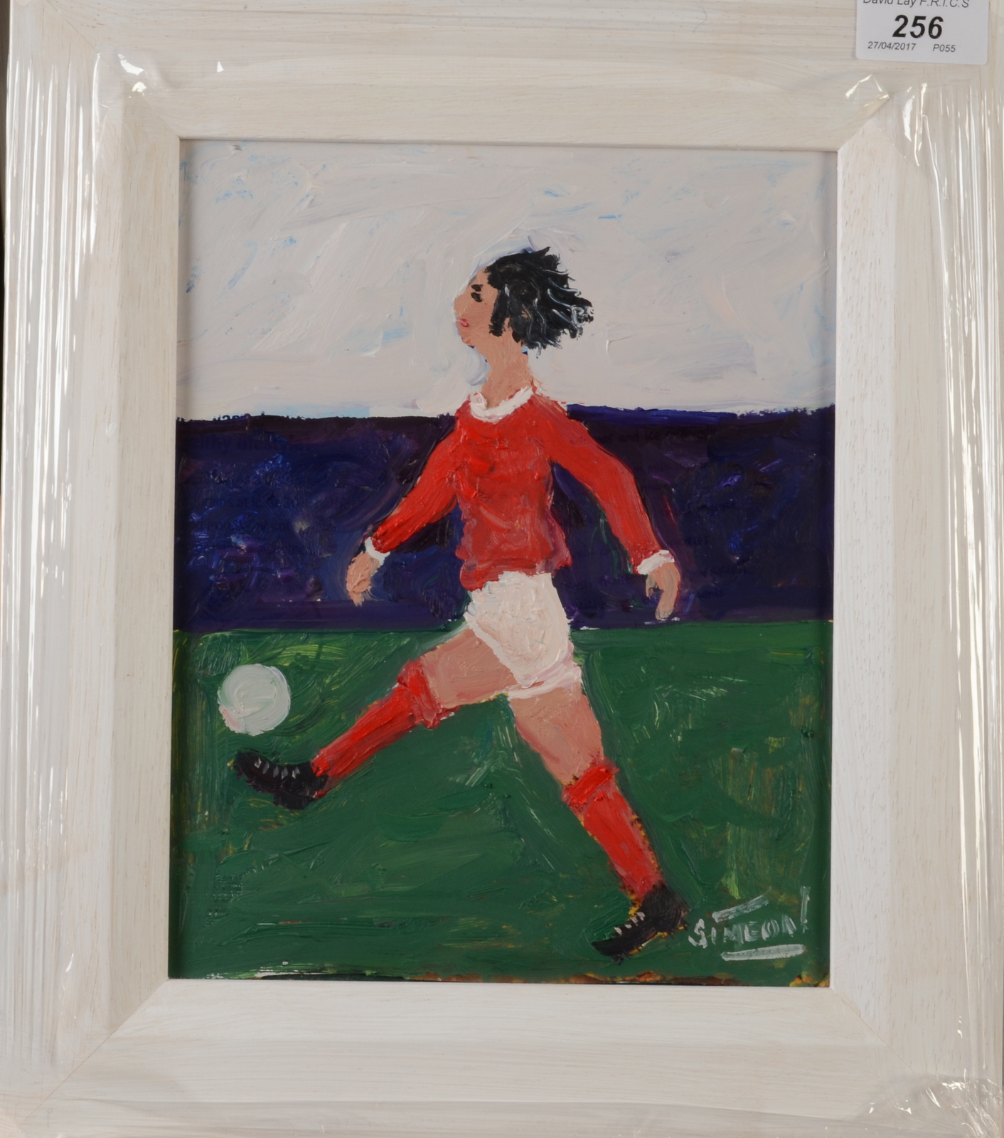 SIMEON STAFFORD George Best Oil on board Signed Titled and dated on the back 2009 26 x 20cm - Image 2 of 2