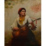 PETRONELLA TRUMP Gypsy Guitarist Oil on canvas Signed 64 x 76cm